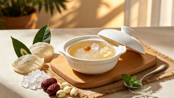 Fresh bird nest ready-to-eat pure supplement in glass bottle