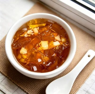 ZeaGrove Osmanthus Water Chestnut Jelly — Crisp and Refreshing Crystal Jelly with a Floral Aroma — Crisp Water Chestnut Pieces in Crystal Jelly with Osmanthus - Image 1