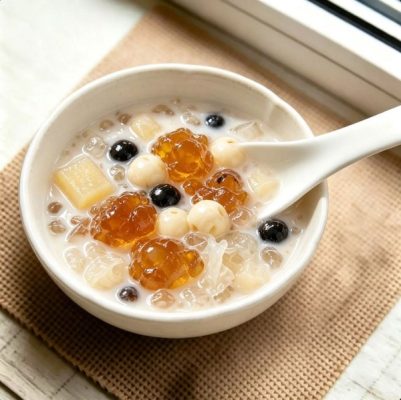 ZeaGrove Peach Gum Cassava Grand Slam — A Loaded Dessert Bowl with Tapioca, Lotus Seed and Brown Sugar Pearls — Loaded Peach Gum Cassava Bowl with Lotus Seed and Brown Sugar Pearls in Coconut Milk - Image 3